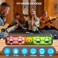 Ankuka Přenosný bezdrátový reproduktor Bluetooth Karaoke, televizní reproduktor s Bluetooth a 2 mikrofony, vhodný na večírky, na